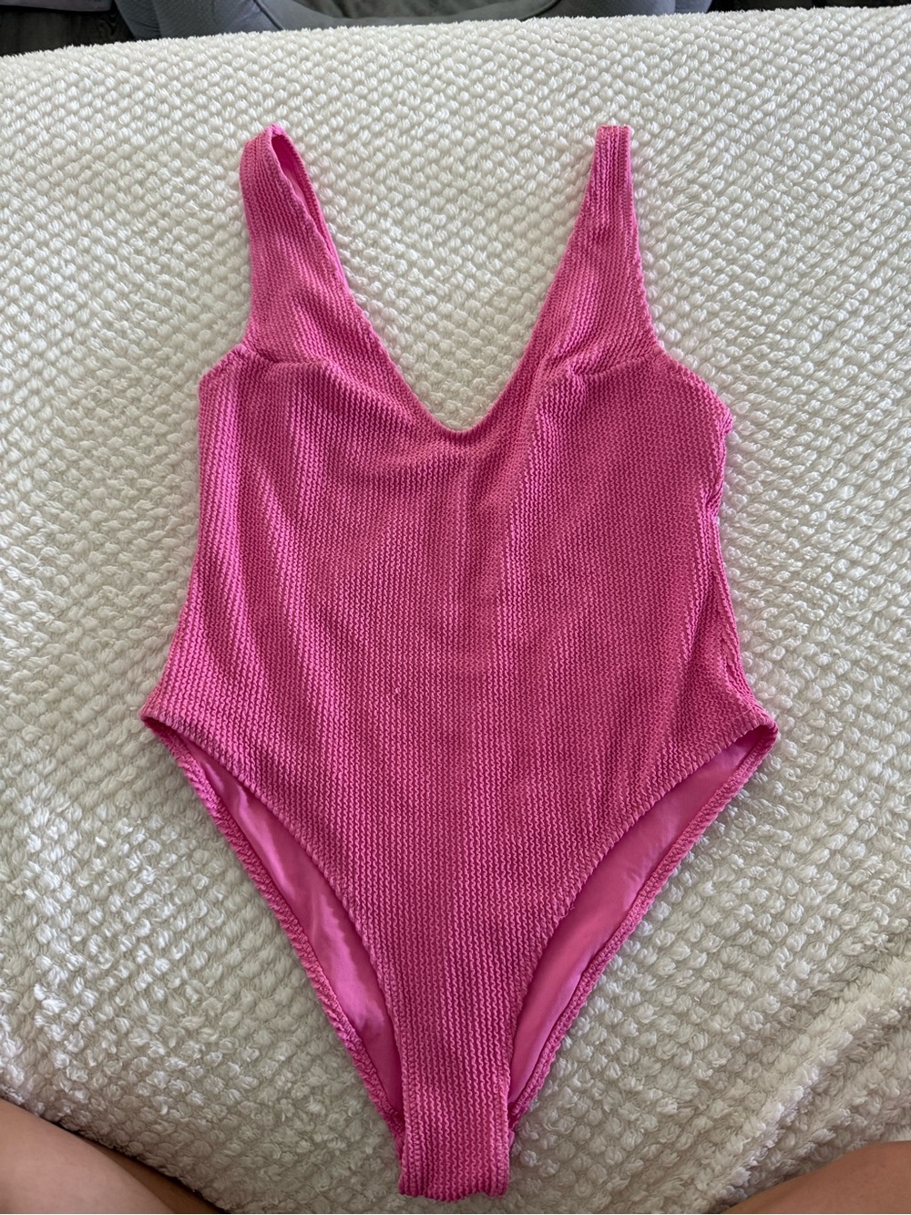 Textured Pink One-Piece Swimsuit